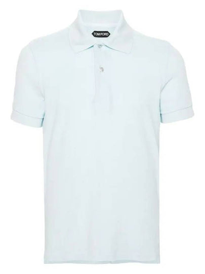 Terry Cotton Short Sleeve Polo Shirt Crystal Blue - TOM FORD - BALAAN 2