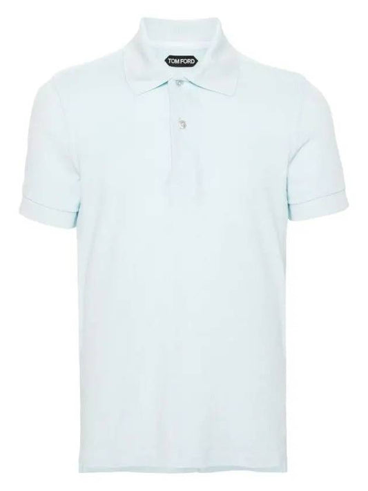 Terry Cotton Short Sleeve Polo Shirt Crystal Blue - TOM FORD - BALAAN 2