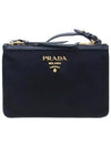 Gold Logo Double Zip Nylon Cross Bag Black - PRADA - BALAAN 2