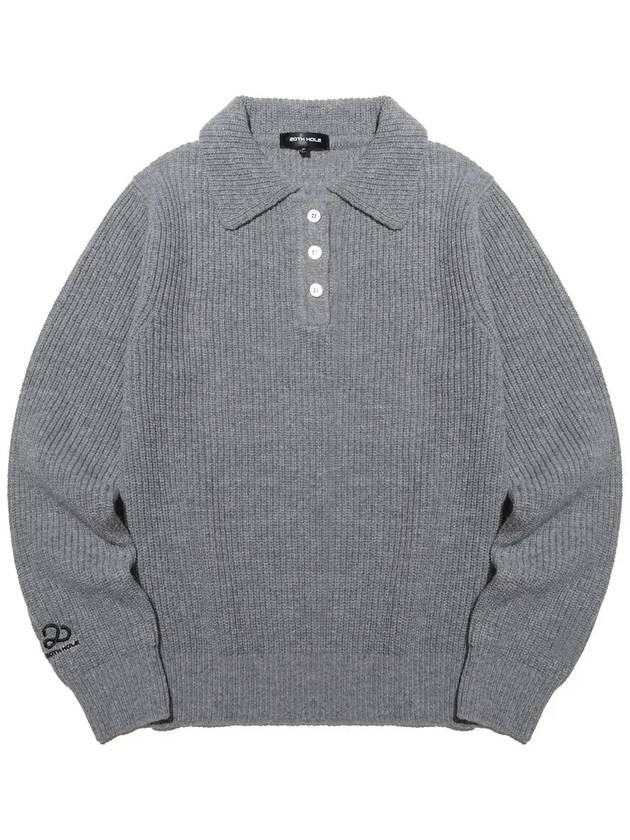 Lambswool collar button point knit LGREY - 20THHOLE - BALAAN 3