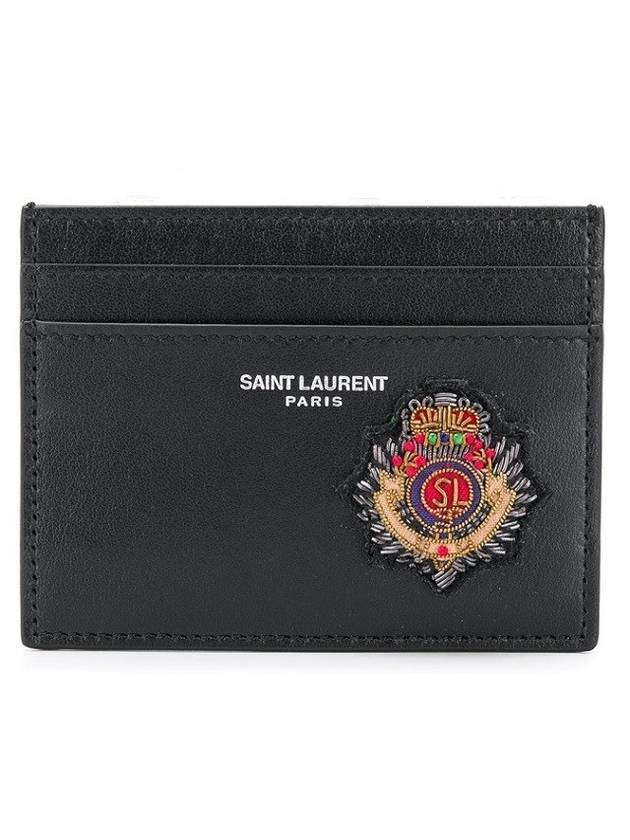 Logo Patch Card Wallet Black - SAINT LAURENT - BALAAN 1