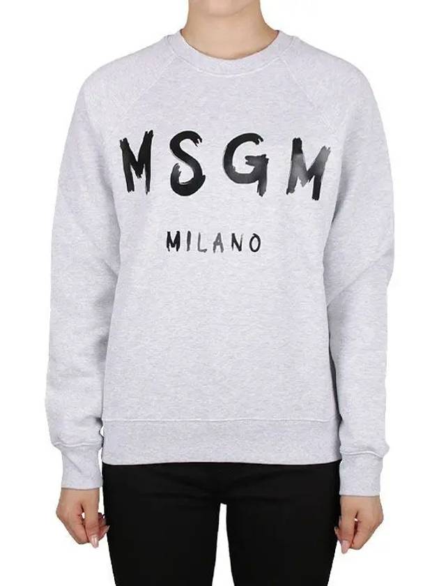 Milano Brushed Logo Print Crew Neck Sweatshirt Grey - MSGM - BALAAN 2