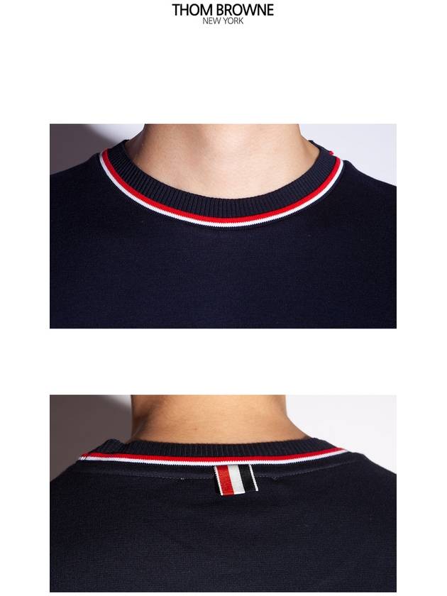 Logo Tab RWB Stripe Trimming Knit Top Navy - THOM BROWNE - BALAAN 9