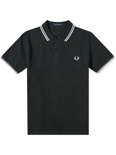 Twin Tip Logo Short Sleeve Polo Shirt Night Green - FRED PERRY - BALAAN 1