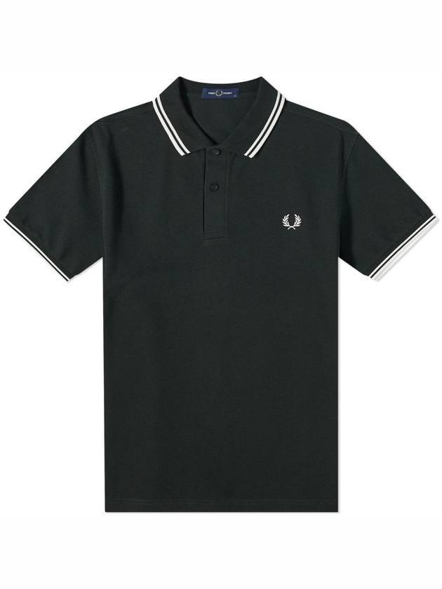 Twin Tip Logo Short Sleeve Polo Shirt Night Green - FRED PERRY - BALAAN 1