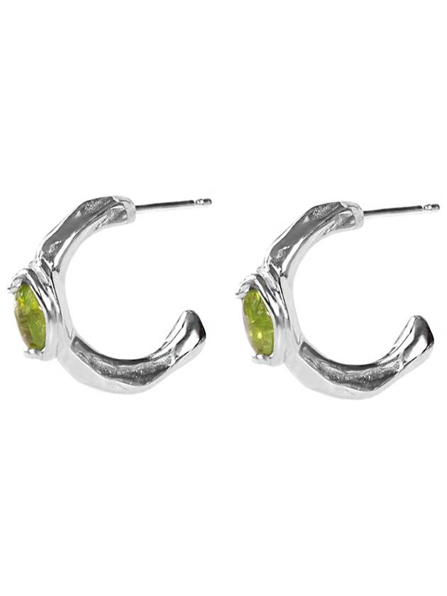 Women's Earrings Peridot Round earrings Round Natural Peridot Gemstone Ring Silver Earrings 4E09 - POPPI - BALAAN 4