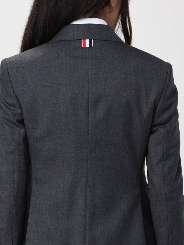 Women's Twill Slim Fit Single Breasted Wool Jacket Dark Gray - THOM BROWNE - BALAAN 6