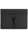 Monogram Caviar Leather Card Wallet Black - SAINT LAURENT - BALAAN 2