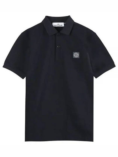 Men's Logo Patch Cotton Polo Shirt Navy - STONE ISLAND - BALAAN 2