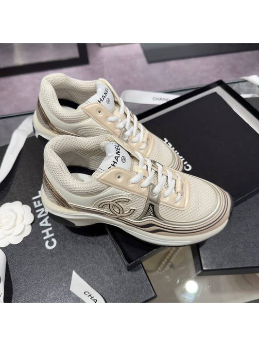 Women's Sneakers Metal Beige Gold Silver - CHANEL - BALAAN 2