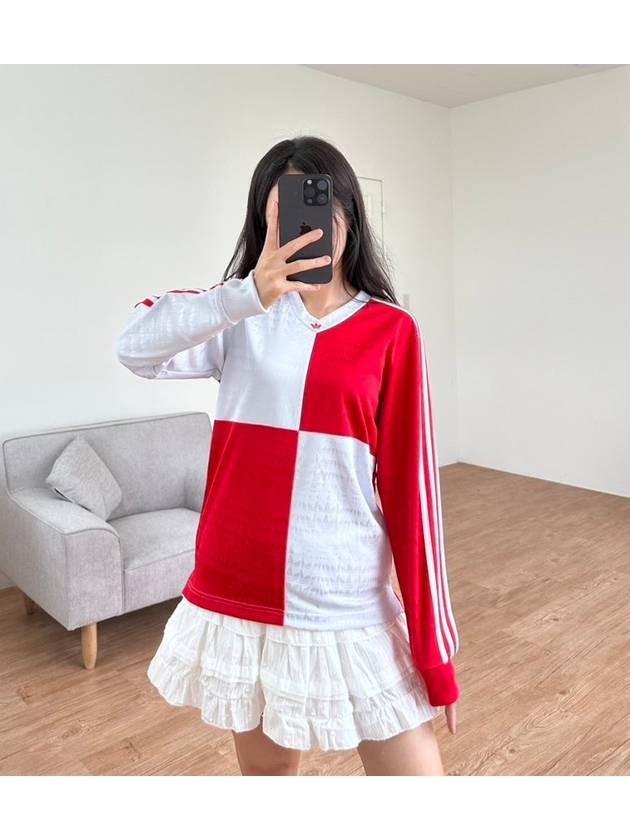 Checker Jersey Long Sleeve T Shirt GR8764 Red Silver - ADIDAS - BALAAN 4