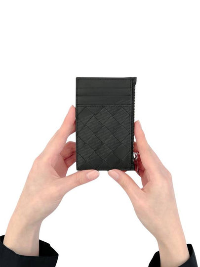 Intrecciato Zipper Leather Card Wallet Black - BOTTEGA VENETA - BALAAN 2