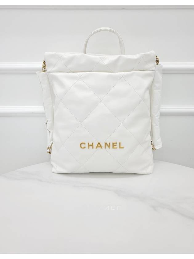 22 Backpack White Gold Small - CHANEL - BALAAN 2