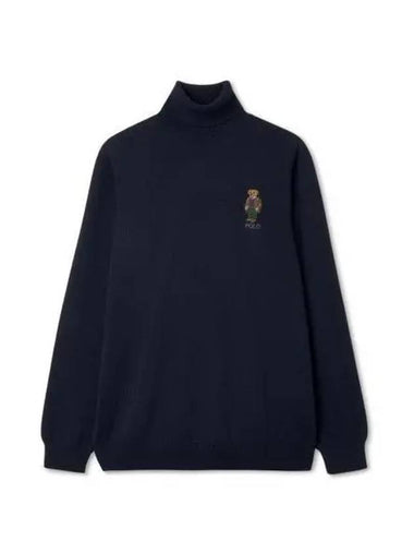 Polo Bear Wool Turtleneck Sweater Blue - POLO RALPH LAUREN - BALAAN 1