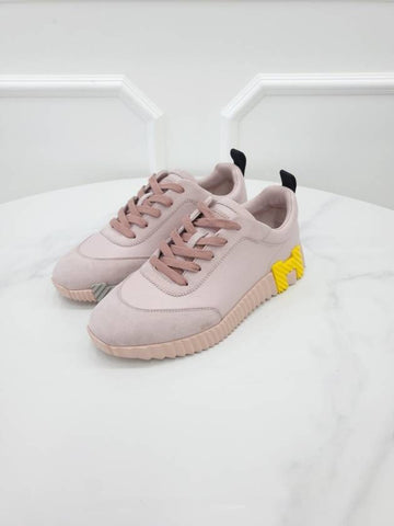 Leather Bouncing Coatskin Rose Porcelain Sneakers 39 - HERMES - BALAAN 1