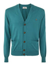 Signature Embroidered Logo Cardigan Blue - VIVIENNE WESTWOOD - BALAAN 2