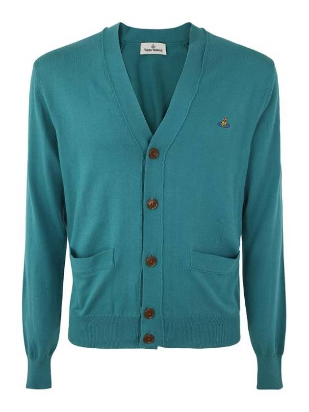 Signature Embroidered Logo Cardigan Blue - VIVIENNE WESTWOOD - BALAAN 2