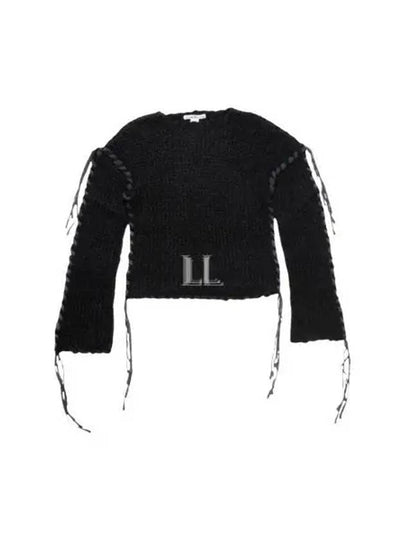 Lacing Drop Shoulder Knit Top Black - ACNE STUDIOS - BALAAN 2