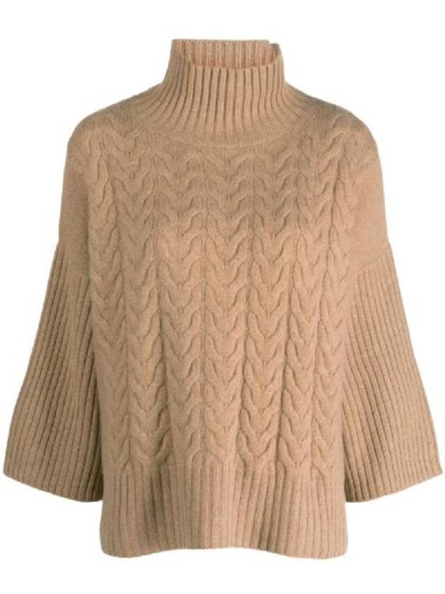 Women's Okra Cable Cashmere Turtleneck Beige - MAX MARA - BALAAN 1