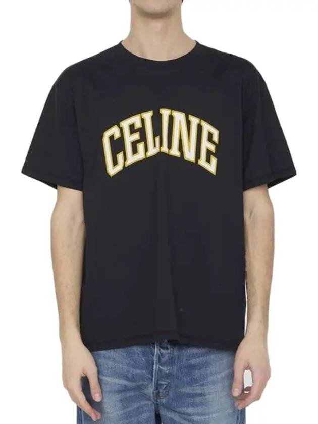 Loose Cotton Jersey Short Sleeve T-Shirt Black - CELINE - BALAAN 3