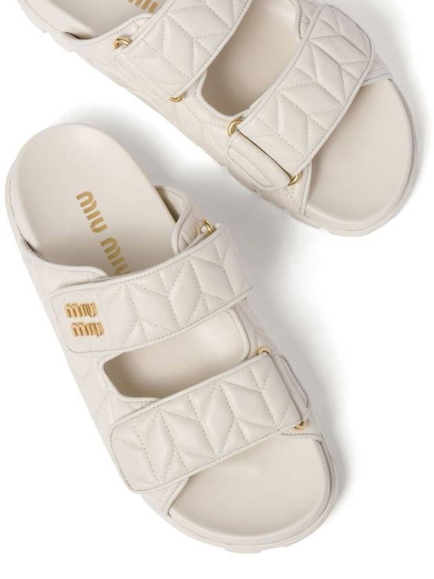 Matelasse leather slider sandals 5XX640F01088T - MIU MIU - BALAAN 5