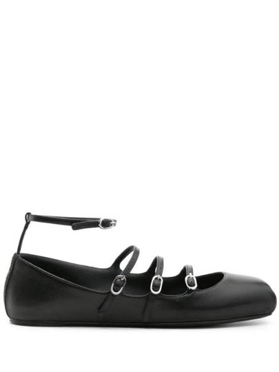 Buckled Straps Leather Ballerina Shoes Black - ALEXANDER MCQUEEN - BALAAN 2