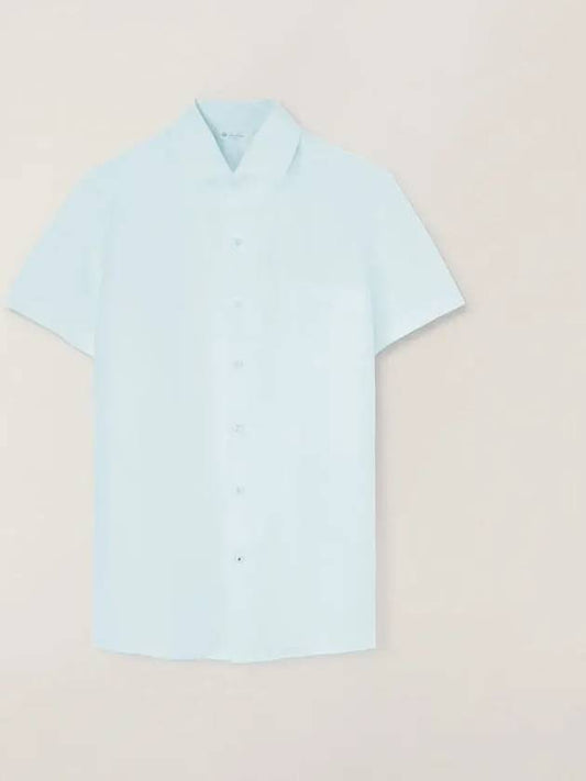 Men's Andre Linen Short Sleeve Shirt Sky Blue - LORO PIANA - BALAAN 2
