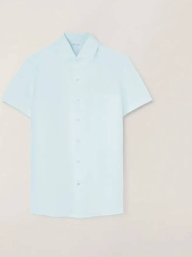 Men's Andre Linen Short Sleeve Shirt Sky Blue - LORO PIANA - BALAAN 2