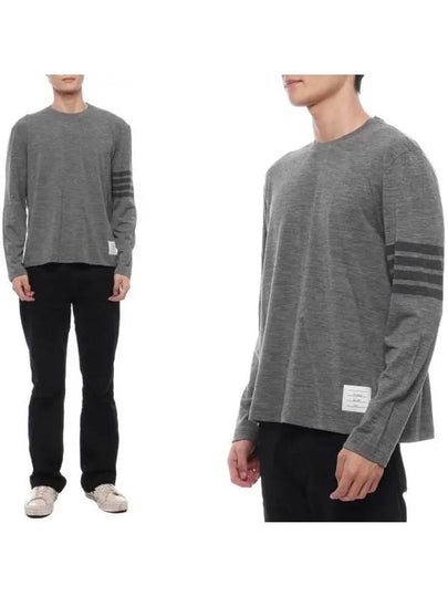 4-Bar Long Sleeve T-Shirt Grey - THOM BROWNE - BALAAN 2