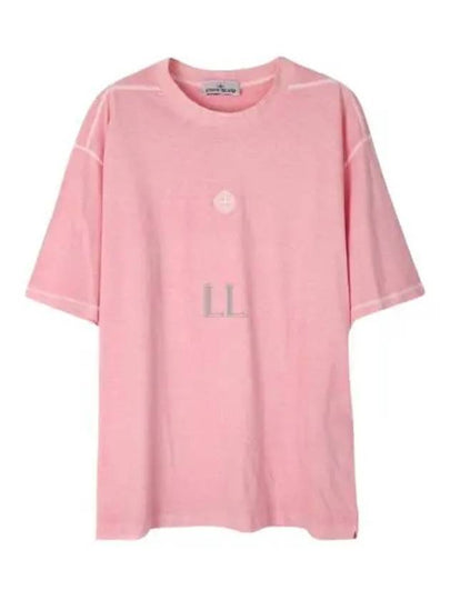 Fissato Effect Compass Embroidery Logo Short Sleeve T-shirt Pink - STONE ISLAND - BALAAN 2