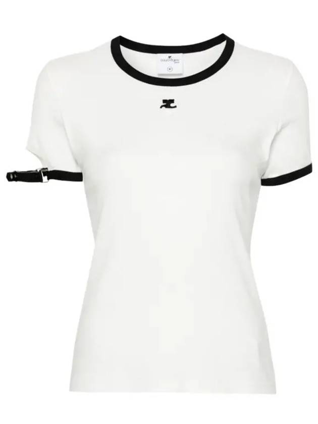 Logo Buckle Short Sleeve T-shirt White - COURREGES - BALAAN 2