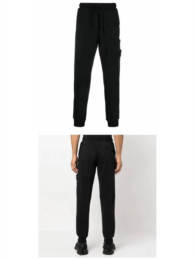 Men's Wappen Patch Cotton Fleece Track Pants Black - STONE ISLAND - BALAAN 5