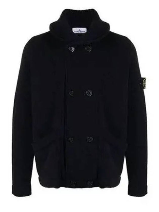 Double Button Knit Stretch Wool Cardigan Navy - STONE ISLAND - BALAAN 2