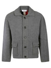 Intarsia Center Back Voile Wool Jacket Grey - THOM BROWNE - BALAAN 1