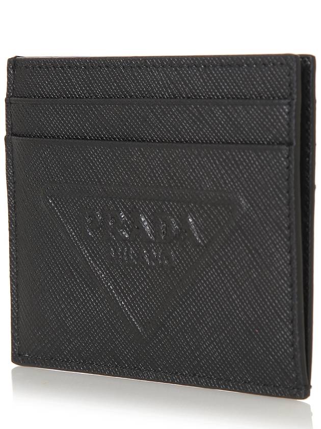 Embossed Triangle Logo Card Wallet Black - PRADA - BALAAN 3