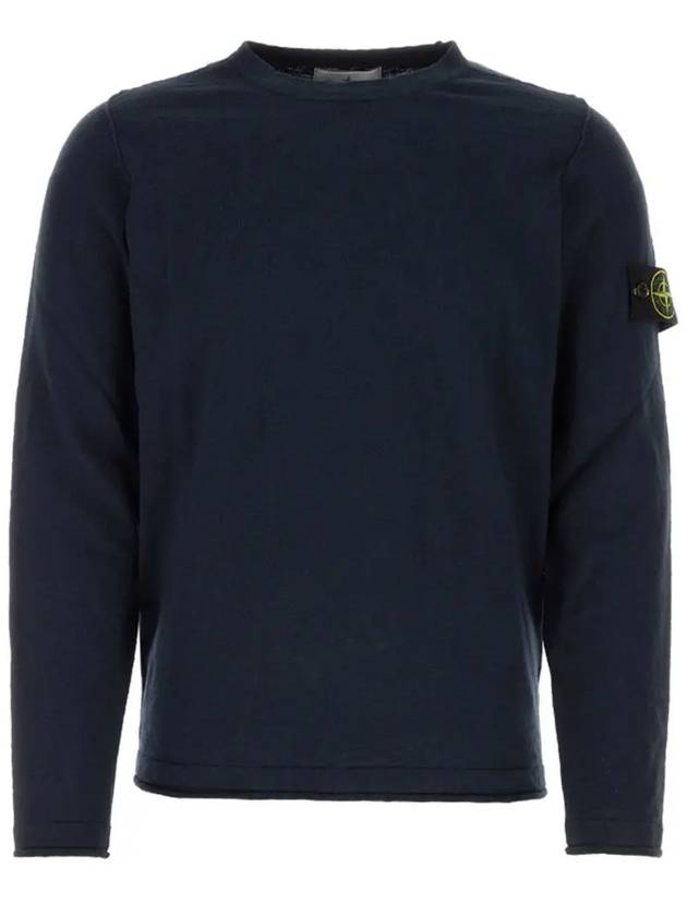 Compass Badge Ribbed Cotton Knit Top Navy - STONE ISLAND - BALAAN 3