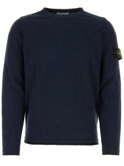 Compass Badge Ribbed Cotton Knit Top Navy - STONE ISLAND - BALAAN 2