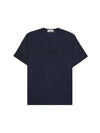 Micro Embroidered Logo Cotton Jersey Short Sleeve T-Shirt Navy - STONE ISLAND - BALAAN 1