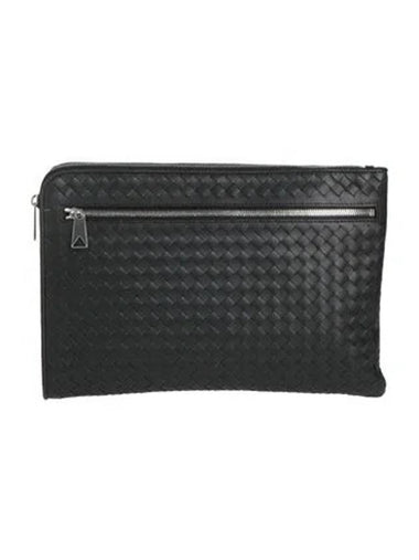 Intrecciato Document Clutch Bag Black - BOTTEGA VENETA - BALAAN 1