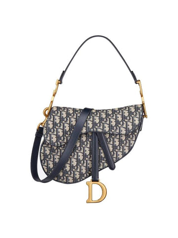 Saddle Oblique Jacquard Shoulder Bag Navy - DIOR - BALAAN 1