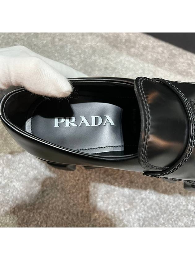 Monolith Brushed Leather Loafers Black - PRADA - BALAAN 8