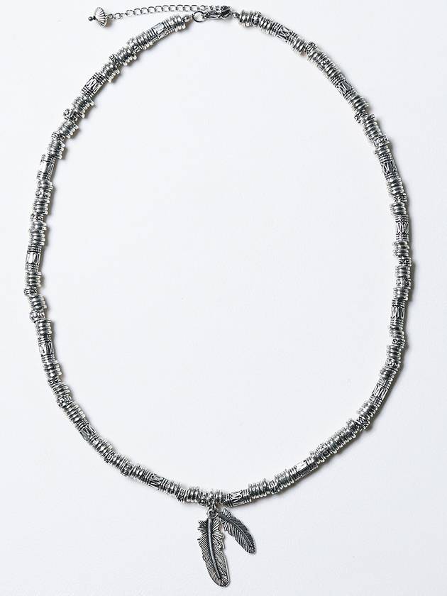 Feather Antique Silver Bead Necklace - KND - BALAAN 3