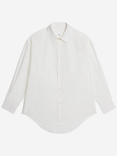 Boxy Fit Poplin Long Sleeve Shirt Natural White - AMI - BALAAN 2