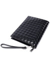 Intrecciato Brushed Strap Clutch Bag Black - BOTTEGA VENETA - BALAAN 6