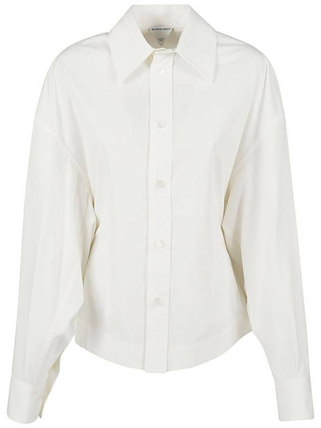 Women's Compact Cotton Long Sleeve Shirt Chalk - BOTTEGA VENETA - BALAAN 1