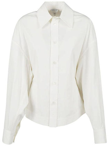 Women's Compact Cotton Long Sleeve Shirt Chalk - BOTTEGA VENETA - BALAAN 1