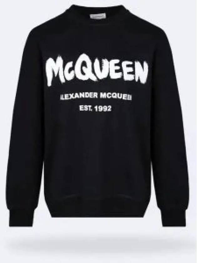 Logo Print Cotton Sweatshirt Black - ALEXANDER MCQUEEN - BALAAN 2