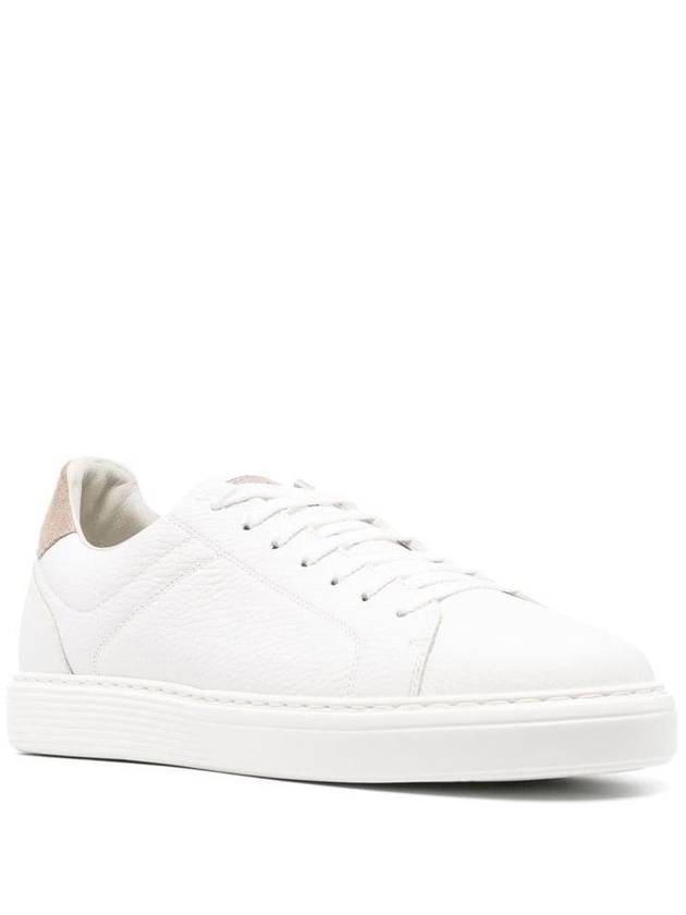 Logo Leather Low Top Sneakers White - BRUNELLO CUCINELLI - BALAAN 3