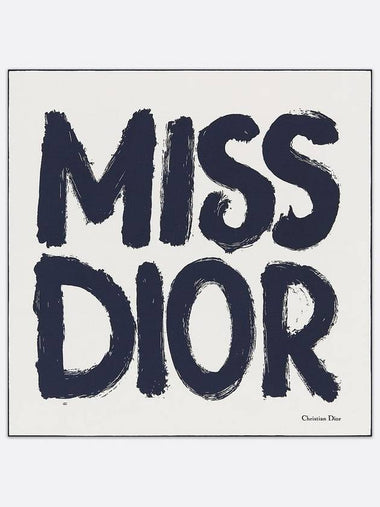 Miss Dior Graffiti 70 Square Silk Twill Scarf Navy White - DIOR - BALAAN 1