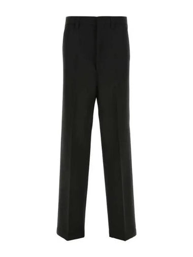 Gabardine Wool Loose Fit Wide Pants Black - AMI - BALAAN 1